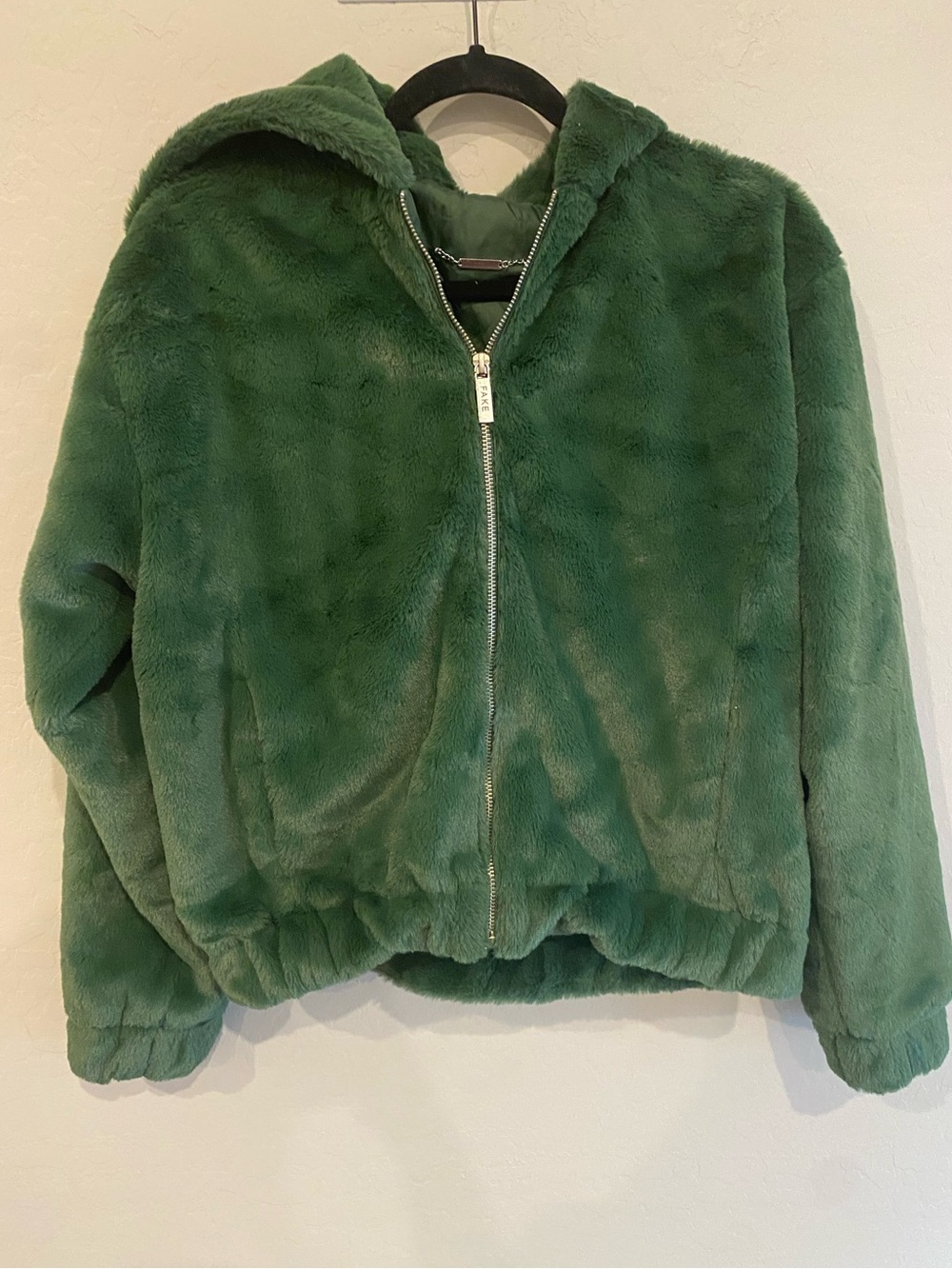Matt Sarafa x PETA Green Faux Fur Hooded Bomber Jacket Small Streetwear
